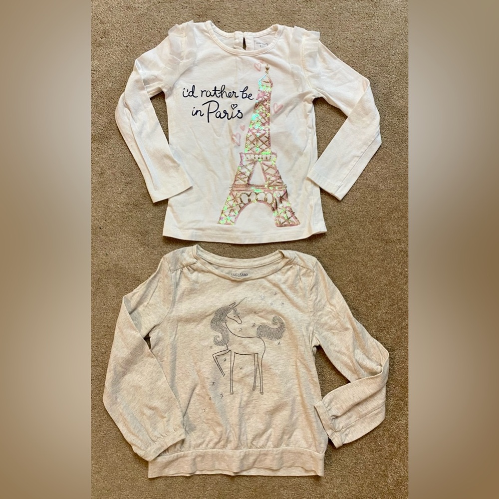 Set of 2 Girls Long Sleeve Shirts 4/5